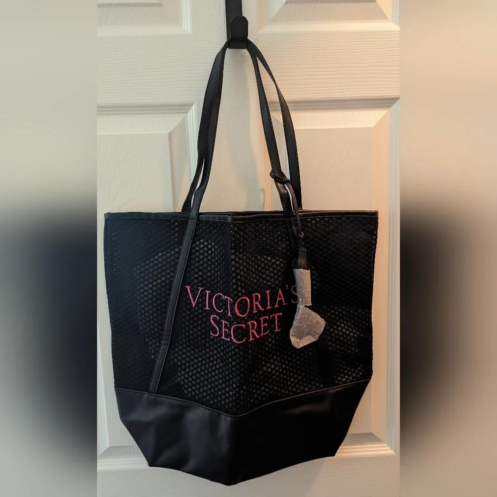Victoria's Secret Black Mesh Tote Bag - Picture 1 of 3